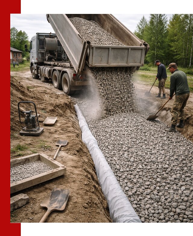 Гравий для дренажа с доставкой в Кинешме качественный и недорогой