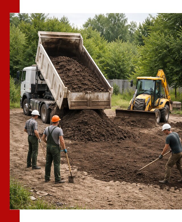 Доставка и укладка грунта для выравнивания участка в Кинешме