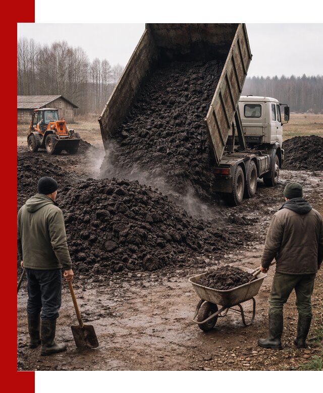 Доставка низинного торфа с разгрузкой и доставкой в Кинешме