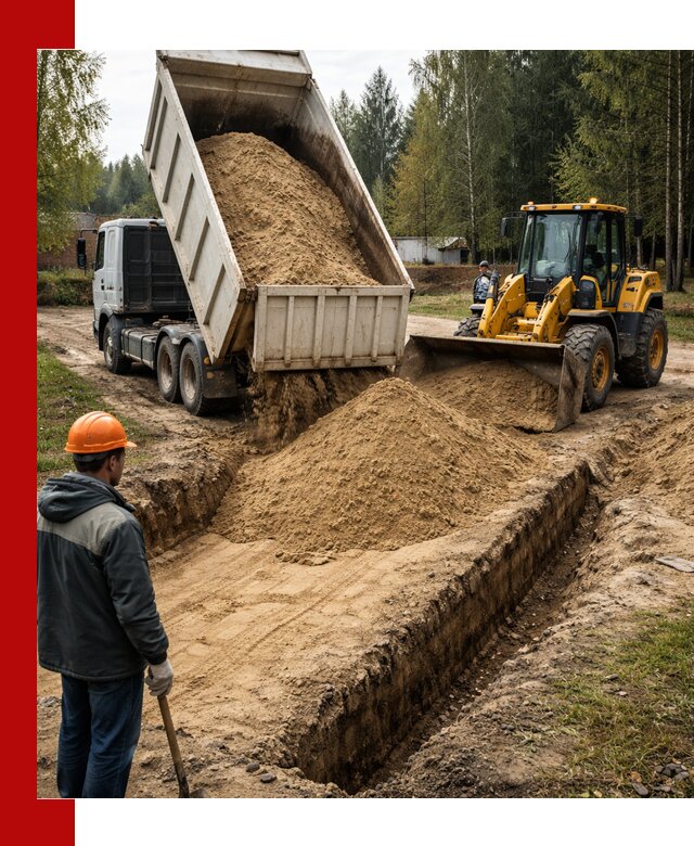 Доставка песчаного грунта в Кинешме для строительных работ