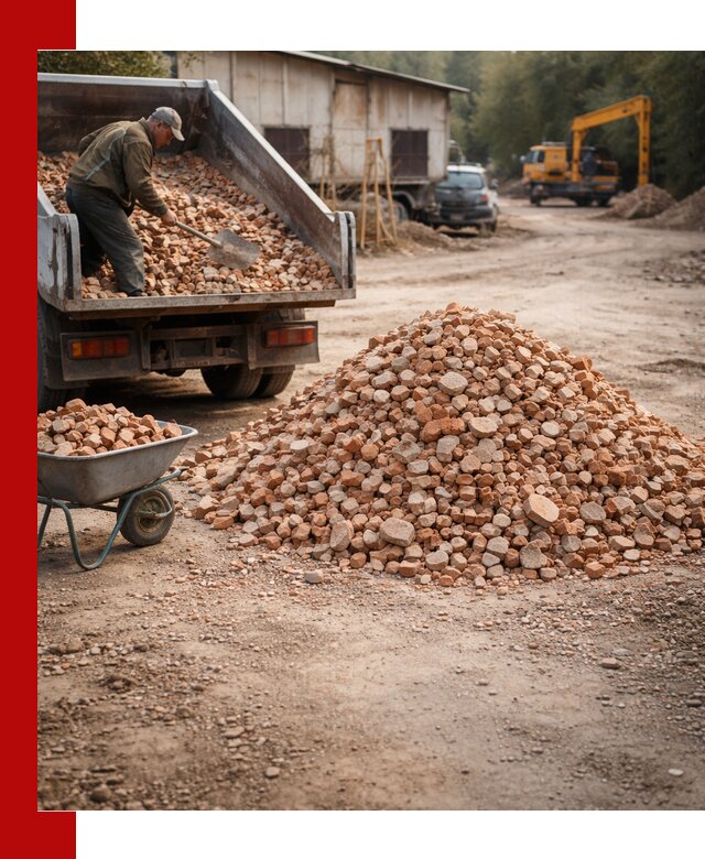 Доставка и подушка из боя кирпича с разгрузкой в Кинешме