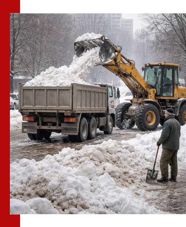 Вывоз снега грузовой техникой в Кинешме оперативно и чисто